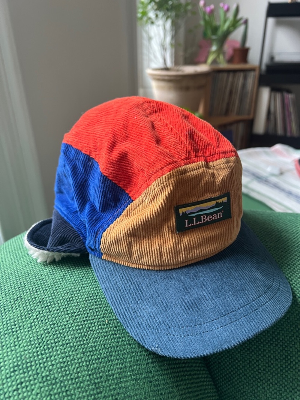 L.L. Bean Multicolor Corduroy Panel Cap - Red, Blue & Tan